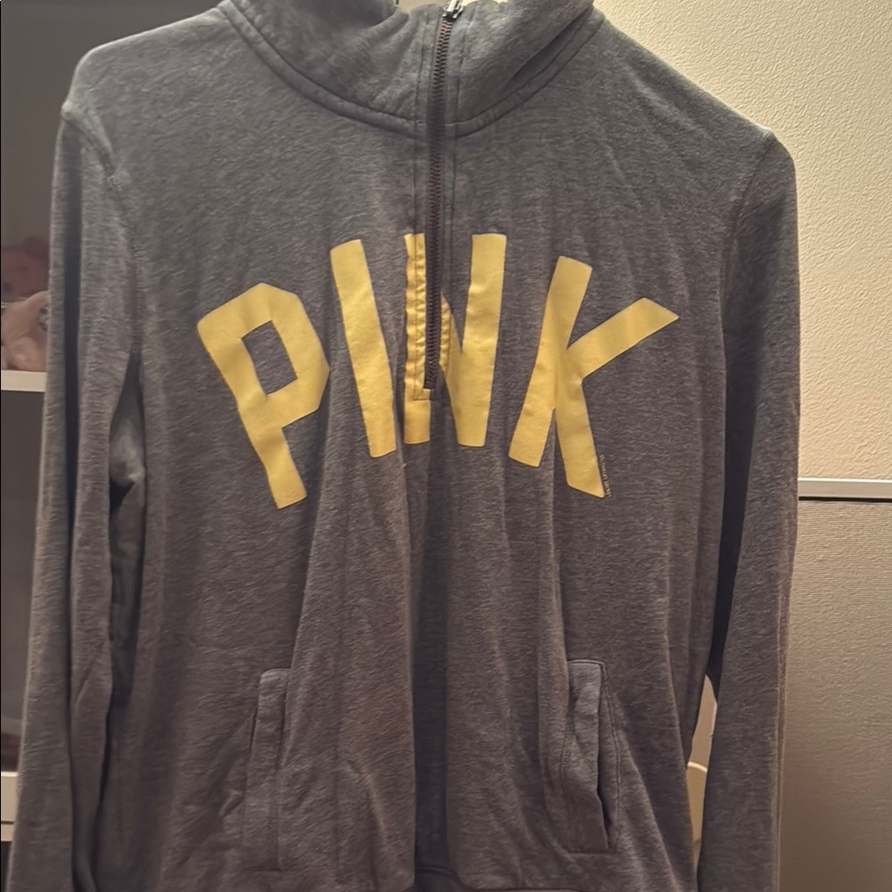 PINK Victoria's Secret Gray Hoodie with Yellow Logo